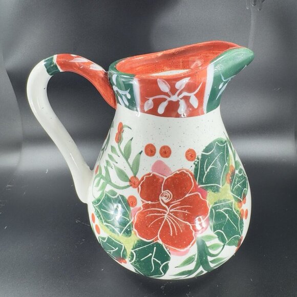 2003 Julie Ueland Pottery Stoneware Pitcher Jug Carafe Floral Pattern Enesco VTG - Picture 9 of 12